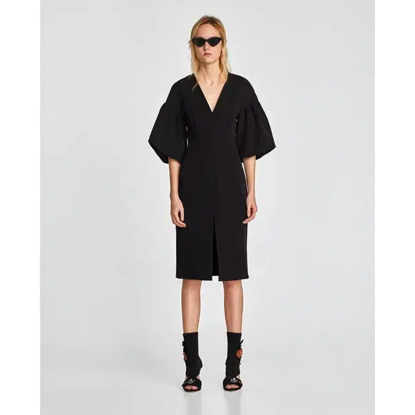 [BUNJANG] ZARA Black Balloon Sleeve Dress - L / 자라) 춘추 블랙 벌룬 소매 원피스 -L