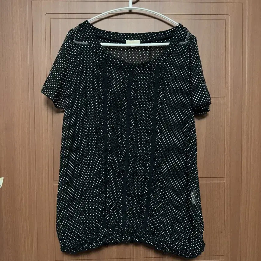 [BUNJANG] HushHush Vintage Black Dot Lace Blouse / 모리걸 하구미 니혼진 일본 빈티지 블랙 도트 레이스 반팔 블라우스