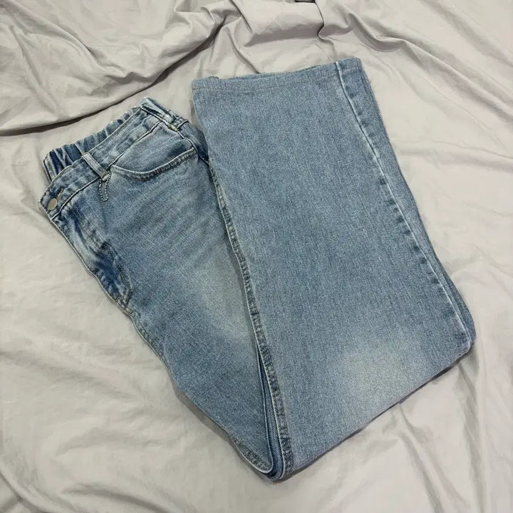 [BUNJANG] Unbranded Wide Straight Fit Denim Pants Light Blue XL / 298 뒷밴딩 와이드 일자핏 데님 팬츠 연청