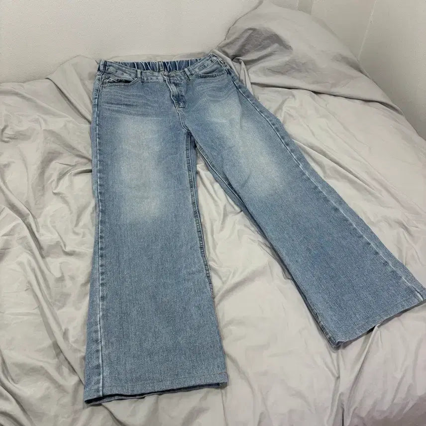 [BUNJANG] Unbranded Wide Straight Fit Denim Pants Light Blue XL / 298 뒷밴딩 와이드 일자핏 데님 팬츠 연청