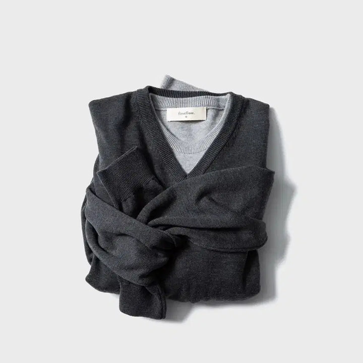 [BUNJANG] 48 Daily Knit V-neck Melange Gray / [48] 매일의 니트 브이넥 48 멜란지그레이