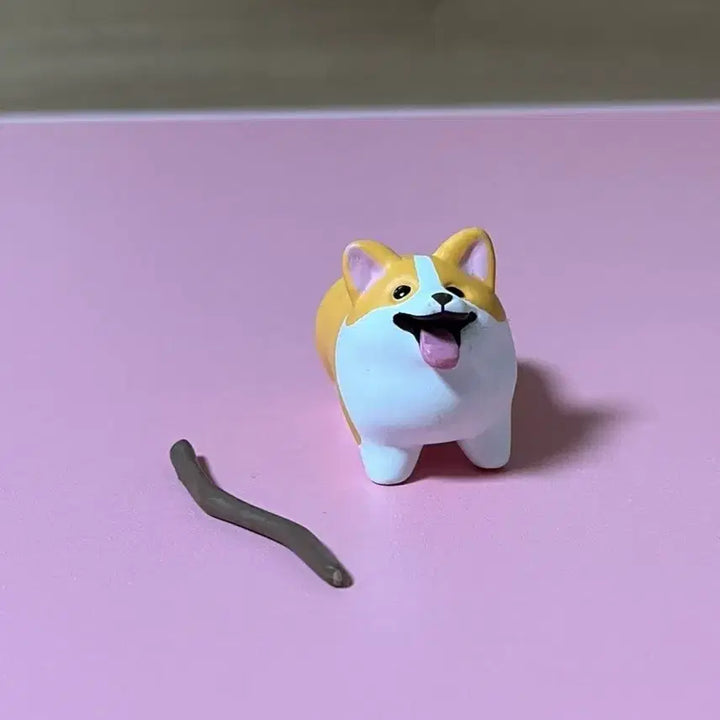 [BUNJANG] Welsh Corgi Gacha Figure (Good Feeling Stick) / 좋은 느낌의 막대기를 얻은 개 가챠 웰시코기