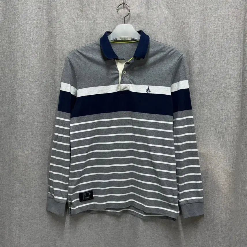 [BUNJANG] Beanpole Striped Cotton Long Sleeve Polo Shirt / [105] 빈폴 스트라이프 코튼 긴팔 카라티