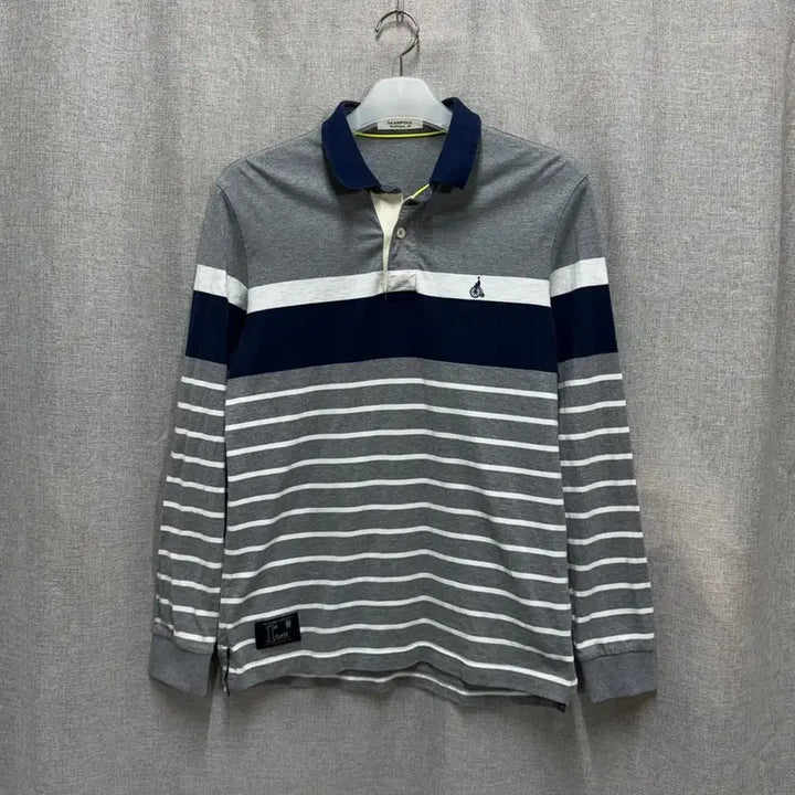 [BUNJANG] Beanpole Striped Cotton Long Sleeve Polo Shirt / [105] 빈폴 스트라이프 코튼 긴팔 카라티