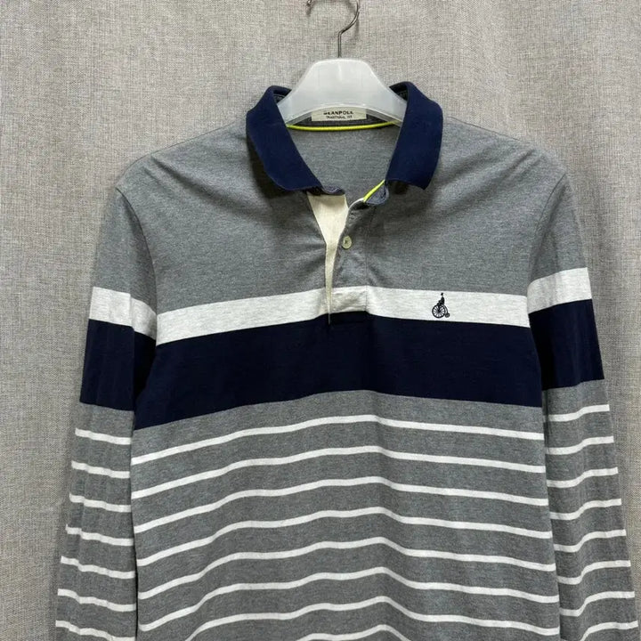 [BUNJANG] Beanpole Striped Cotton Long Sleeve Polo Shirt / [105] 빈폴 스트라이프 코튼 긴팔 카라티