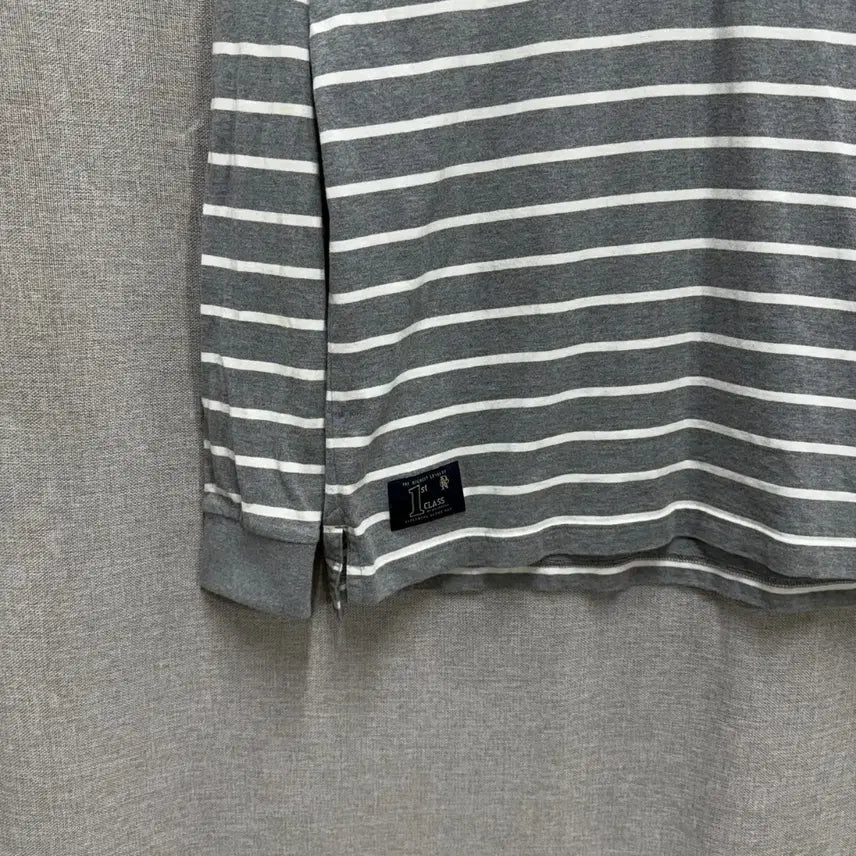[BUNJANG] Beanpole Striped Cotton Long Sleeve Polo Shirt / [105] 빈폴 스트라이프 코튼 긴팔 카라티