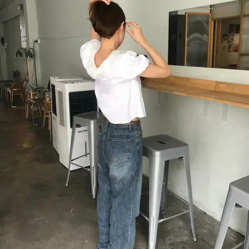 [BUNJANG] Tanat Hent Wide Denim Indigo Jeans / 타낫 T/T 헨트 와이드 데님 인디고
