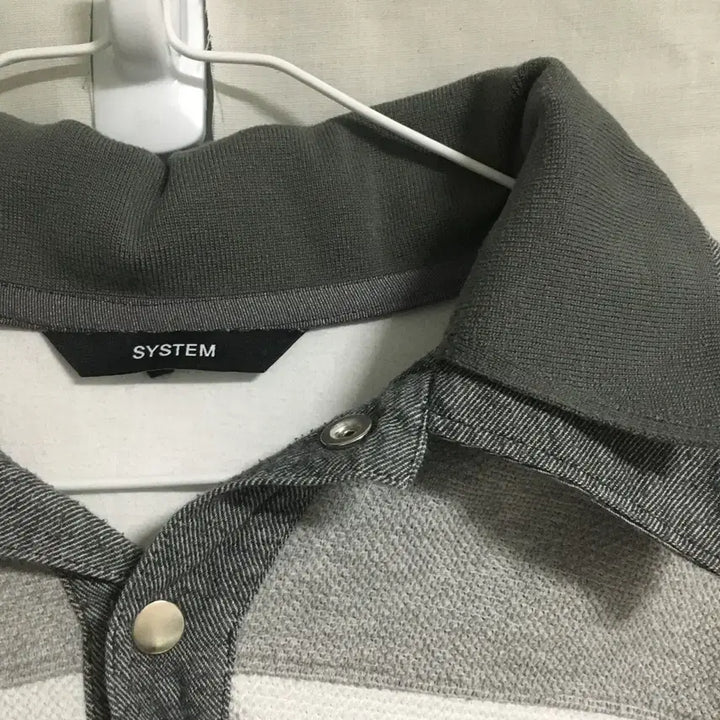 [BUNJANG] System Homme Striped Collar T-shirt / 한섬 SYSTEM 24 시스템 옴므 스트라이프 카라 티셔츠 100