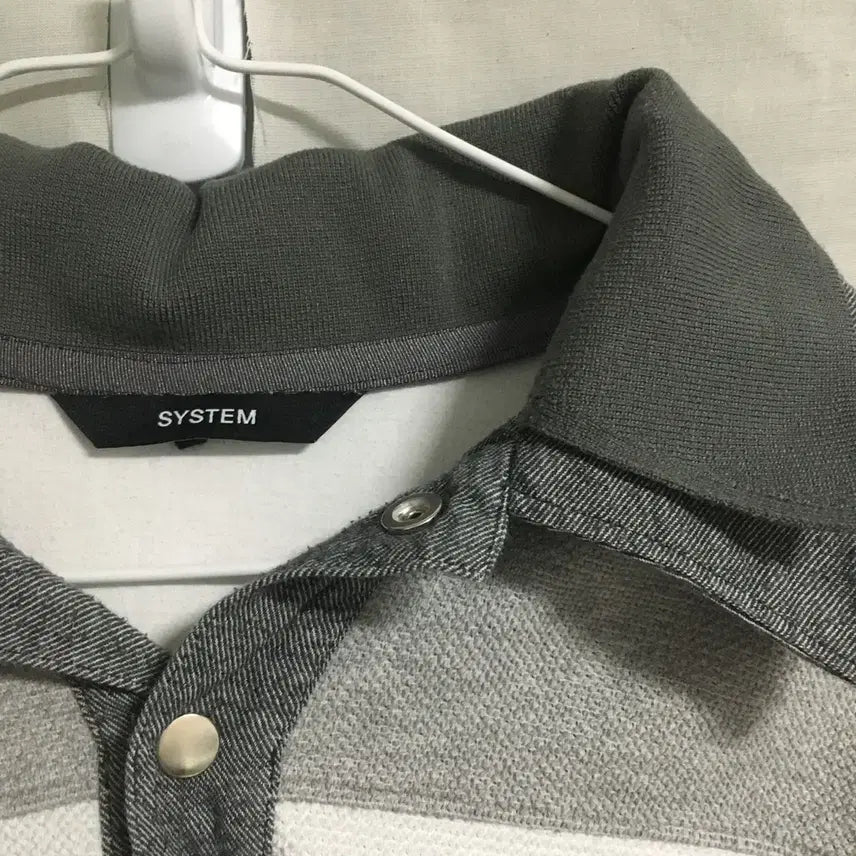 [BUNJANG] System Homme Striped Collar T-shirt / 한섬 SYSTEM 24 시스템 옴므 스트라이프 카라 티셔츠 100