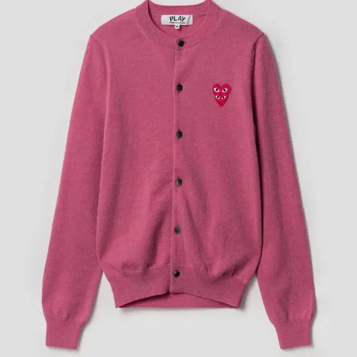 [SOLD OUT] (새상품/무배) 꼼데가르송 정품 더블하트 와펜 울 가디건 핑크 S