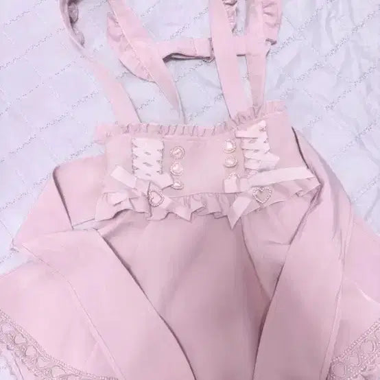 [BUNJANG] Liz Lisa Pink Suspender Skirt / 리즈리사 서스펜더 정품 교판