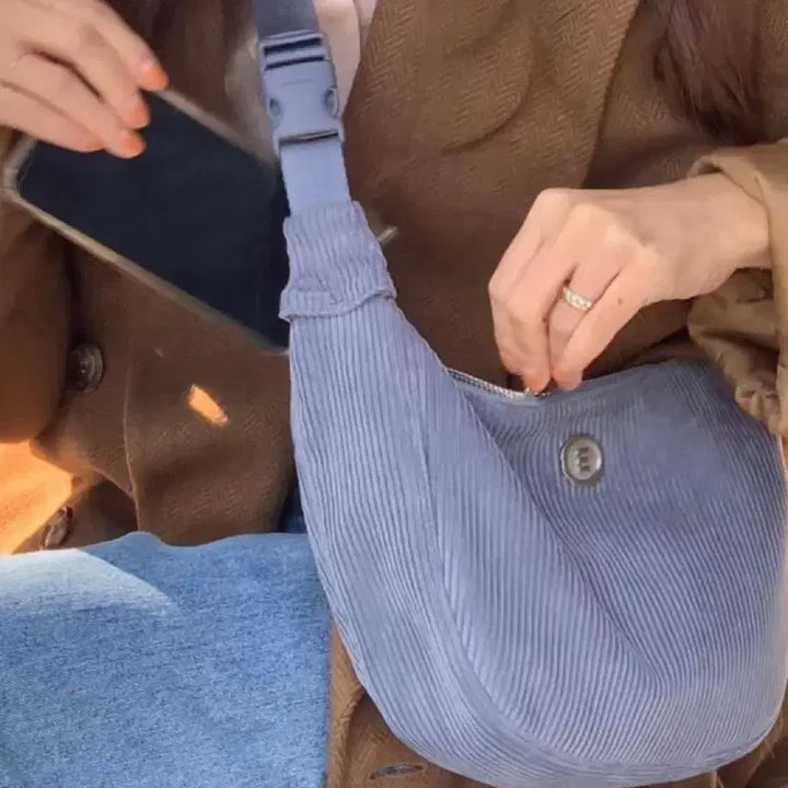 [BUNJANG] MinuteMute Corduroy Bag Blue / 미닛뮤트 클로웨이스트 코듀로이 블루(새제품)