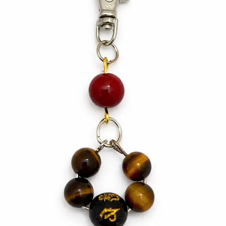 [BUNJANG] Amulet with Cinnabar, Tiger Eye, and Lapis Lazuli Keyring / 악운 삼재 방지 경면주사 호안석 키링 부적