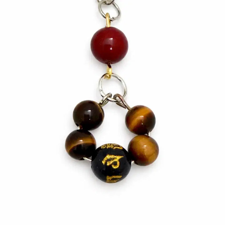 [BUNJANG] Amulet with Cinnabar, Tiger Eye, and Lapis Lazuli Keyring / 악운 삼재 방지 경면주사 호안석 키링 부적