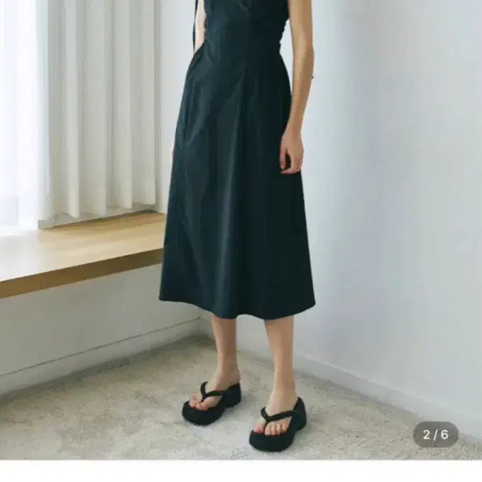 [BUNJANG] Etmont Shirring Dress - Black / 에트몽 셔링 원피스 M