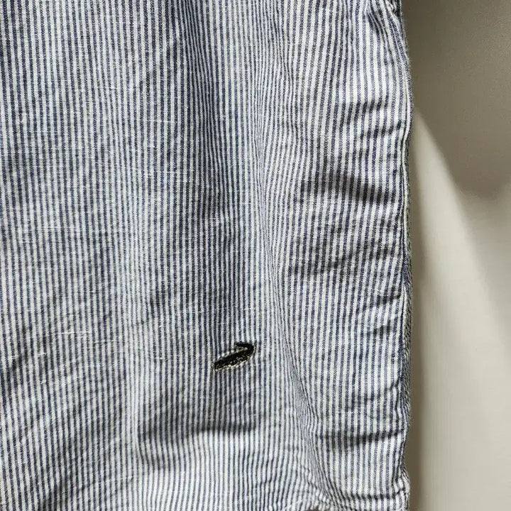 [BUNJANG] Crocodile Striped 7/10 Sleeve Linen Shirt - Size L / 크로커다일 스트라이프 7부 린넨셔츠 L