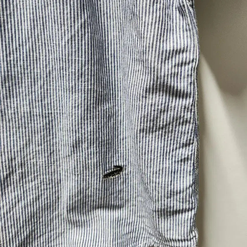 [BUNJANG] Crocodile Striped 7/10 Sleeve Linen Shirt - Size L / 크로커다일 스트라이프 7부 린넨셔츠 L