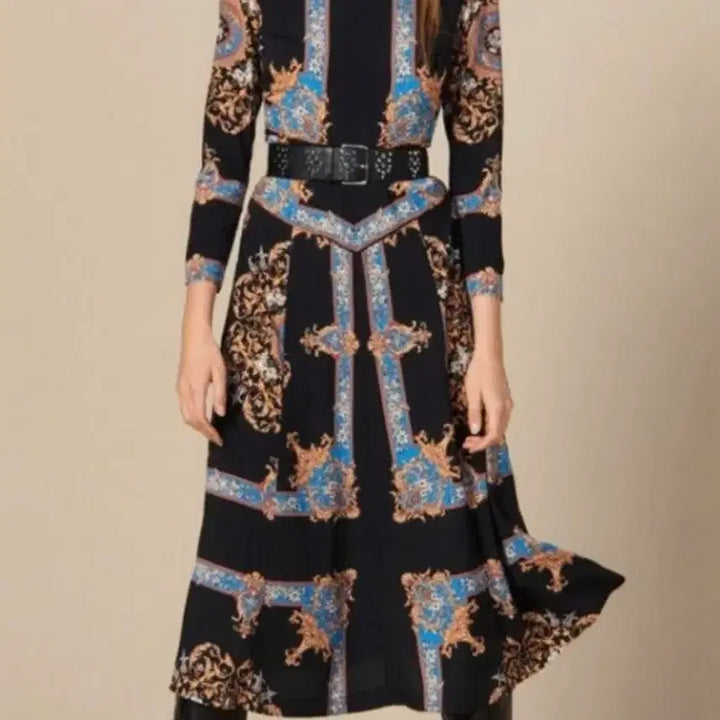 [SOLD OUT] Sandro 블랙 패턴 롱 원피스