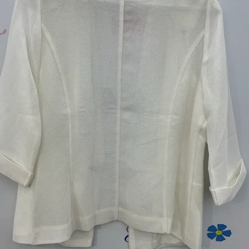 [BUNJANG] White Silver Embellished Open Jacket / 화이트 은색장식 오픈형 자켓