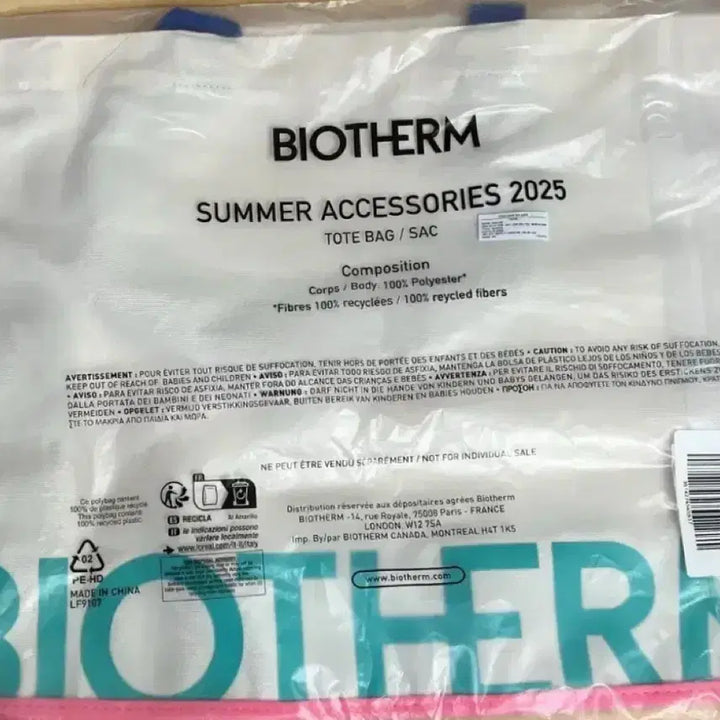 [BUNJANG] Biotherm Tote Bag (Shoulder Bag) - New / 비오템 토트백(숄더백) 새상품