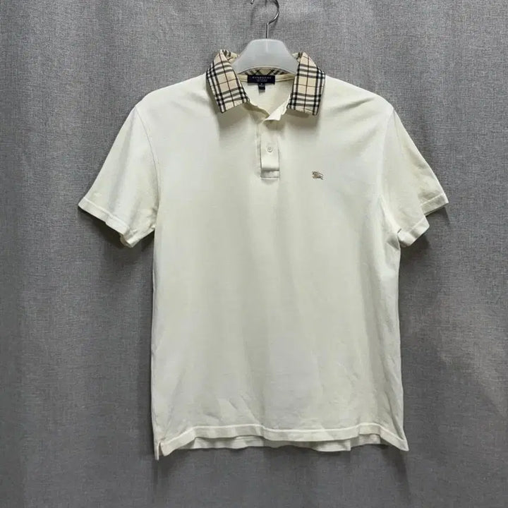 [BUNJANG] Burberry London Ivory Check Collar Short Sleeve Polo Shirt / [해외M] 버버리 런던 아이보리 체크 카라 반팔 폴로티