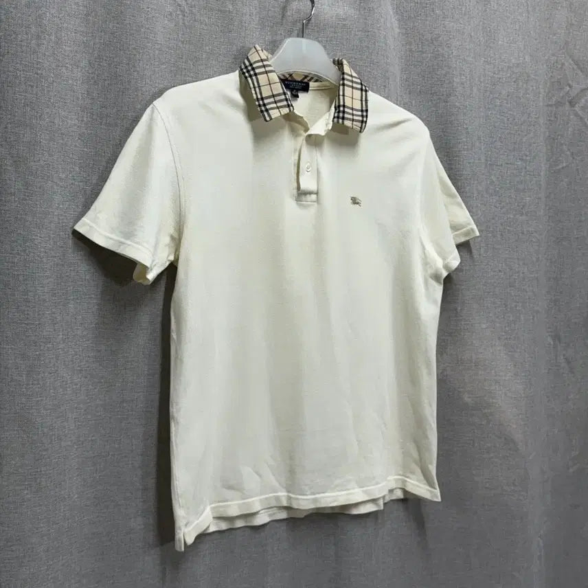 [BUNJANG] Burberry London Ivory Check Collar Short Sleeve Polo Shirt / [해외M] 버버리 런던 아이보리 체크 카라 반팔 폴로티