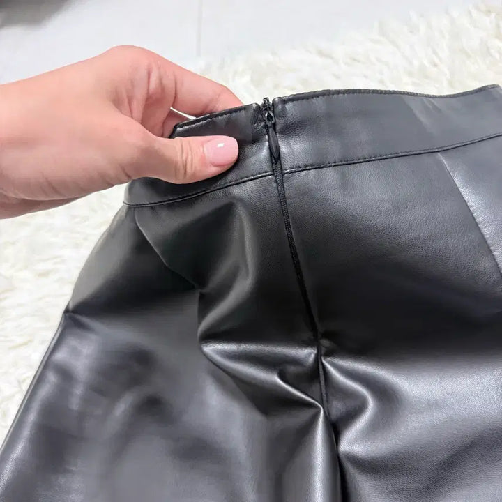 [BUNJANG] Black Leather Long Skirt / 블랙 레더 가죽 롱 스커트