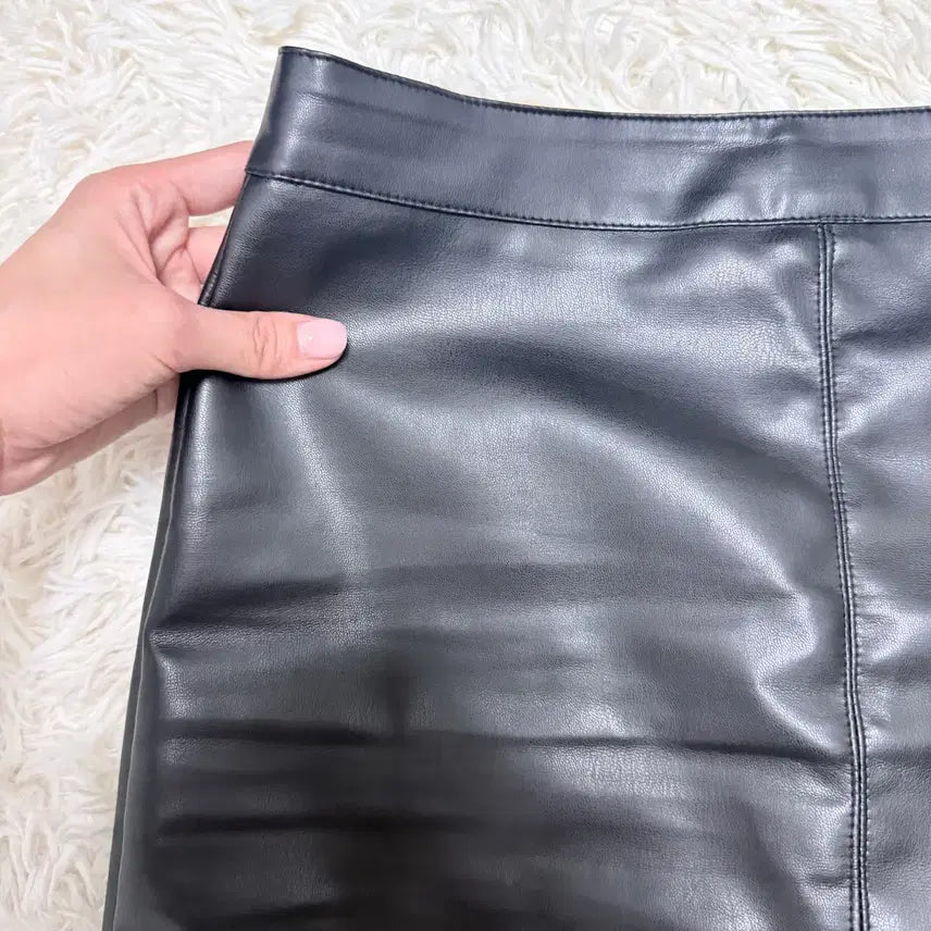 [BUNJANG] Black Leather Long Skirt / 블랙 레더 가죽 롱 스커트