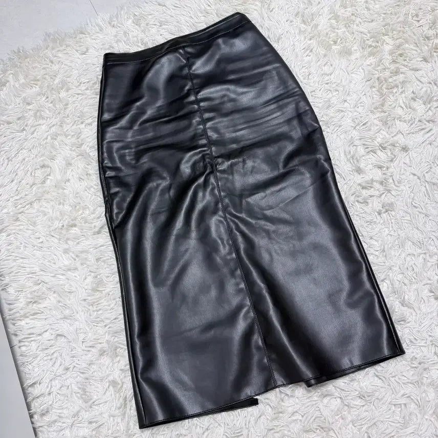 [BUNJANG] Black Leather Long Skirt / 블랙 레더 가죽 롱 스커트