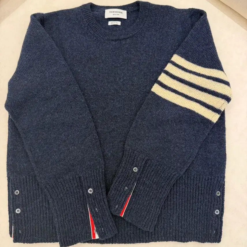 [BUNJANG] Thom Browne Shetland Classic Wool Diagonal Stripe Detail Pullover Knit Navy Size 4 / 톰브라운 니트 4 네이비