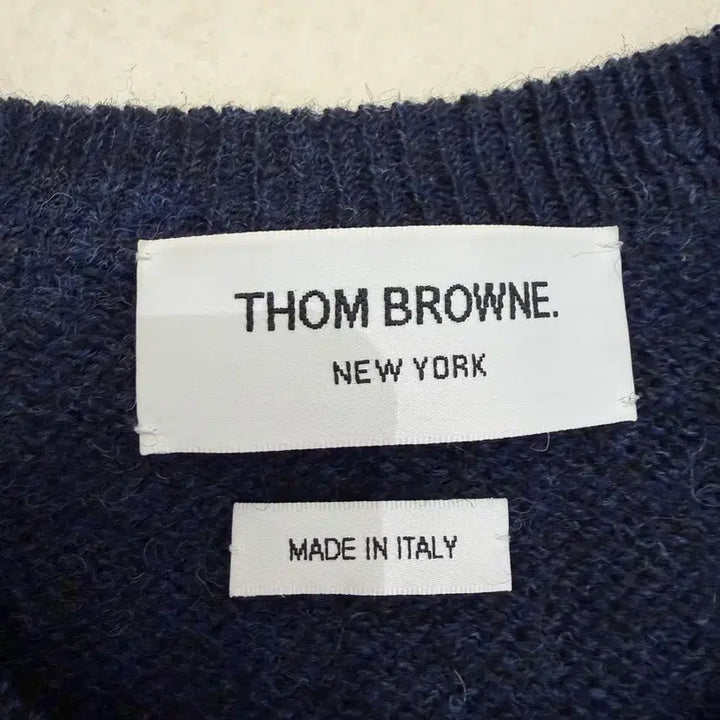[BUNJANG] Thom Browne Shetland Classic Wool Diagonal Stripe Detail Pullover Knit Navy Size 4 / 톰브라운 니트 4 네이비