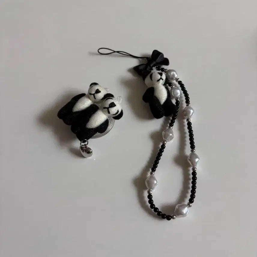 [BUNJANG] Panda Plush Griptok, Keychain, Phone Strap / (소품샵정리) 팬더 인형 그립톡 키링 폰 스트랩