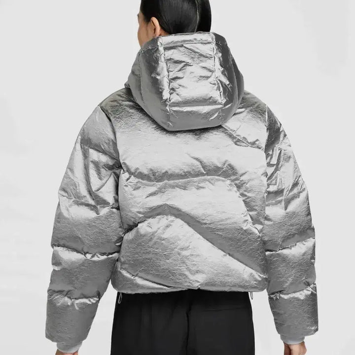 [BUNJANG] Nike Swoosh Therma-FIT Oversized Down Padded Jacket Silver / [새상품] 나이키 스우시 써마핏 오버사이즈 다운패딩 실버 75(XS)