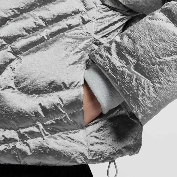 [BUNJANG] Nike Swoosh Therma-FIT Oversized Down Padded Jacket Silver / [새상품] 나이키 스우시 써마핏 오버사이즈 다운패딩 실버 75(XS)