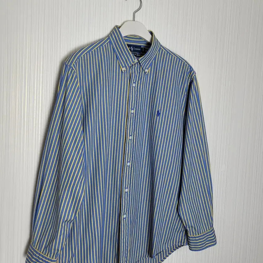 [SOLD OUT] 105_폴로 스트라이프 셔츠 블루옐로 포플린 클래식핏 랄프로렌