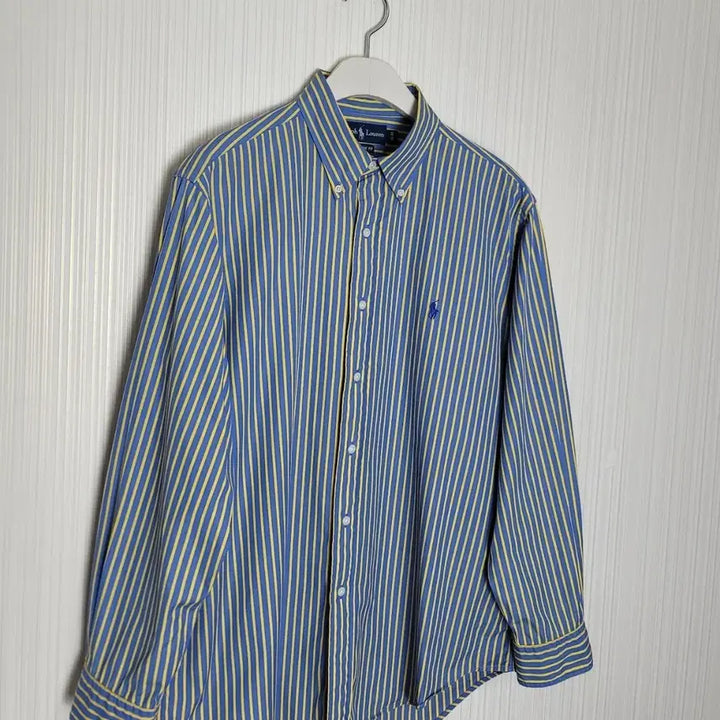[SOLD OUT] 105_폴로 스트라이프 셔츠 블루옐로 포플린 클래식핏 랄프로렌