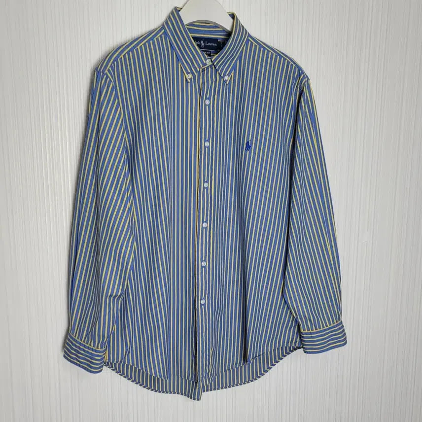 [SOLD OUT] 105_폴로 스트라이프 셔츠 블루옐로 포플린 클래식핏 랄프로렌
