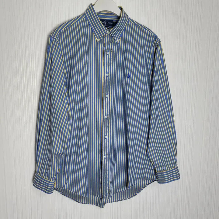 [SOLD OUT] 105_폴로 스트라이프 셔츠 블루옐로 포플린 클래식핏 랄프로렌