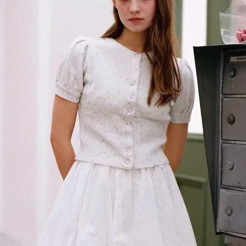 [BUNJANG] Letter From Moon Dust Half Cardigan (White) / 레터프롬문 더스트 하프 가디건 (화이트)