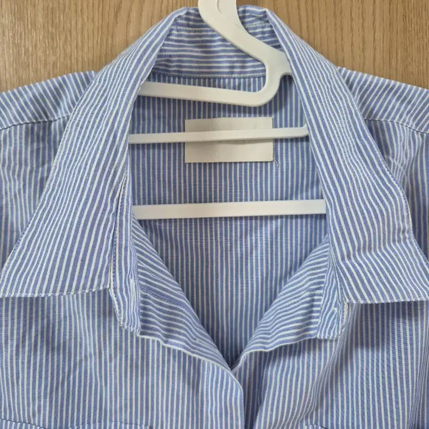 [BUNJANG] Hacer Blue Stripe Short Sleeve Shirt Dress / 스트라이프 셔츠 원피스 반팔