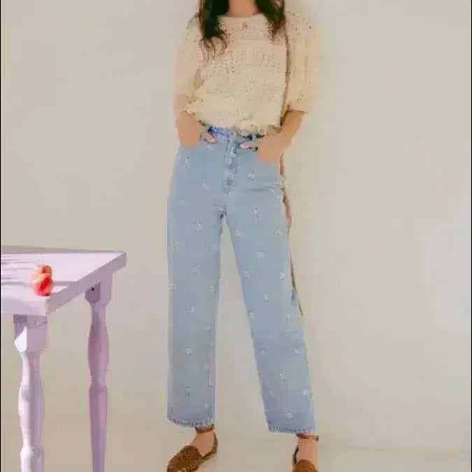 [BUNJANG] Thursday Island Daisy Denim Pants / 써스데이아일랜드 데이지 데님 팬츠