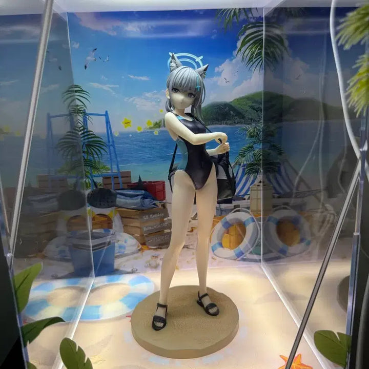 [BUNJANG] Blue Archive Swimsuit Shiroko Figure with Display Case / 블루아카이브 시로코 장식장 및 피규어 판매