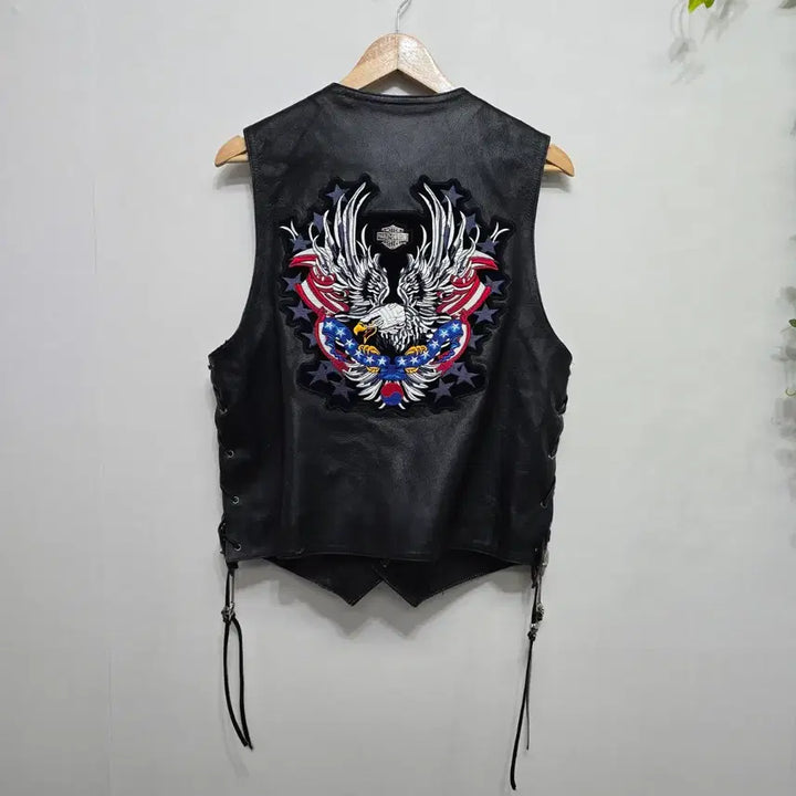 [BUNJANG] Biker Patch Leather Vest / 바이커 패치 가죽 조끼