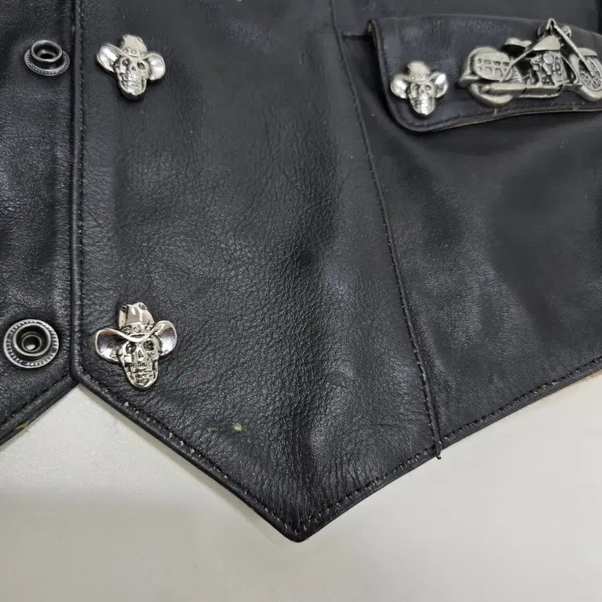 [BUNJANG] Biker Patch Leather Vest / 바이커 패치 가죽 조끼