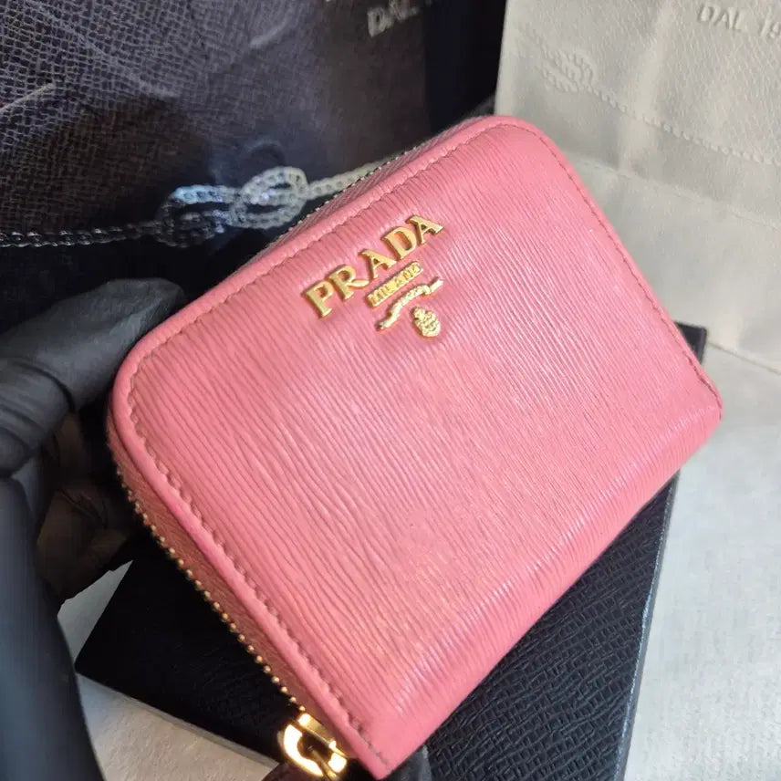 [BUNJANG] Prada Zipper Coin Pouch Pink / 프라다 지퍼 동전 지갑 핑크
