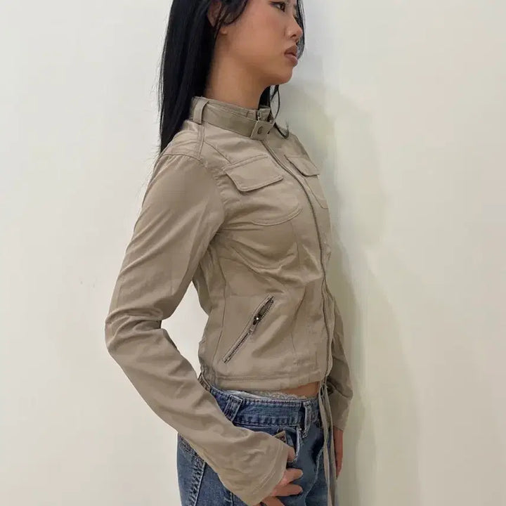 [SOLD OUT] mireva ruby crop jacket 빈티지 스트랩 카고 집업 자켓