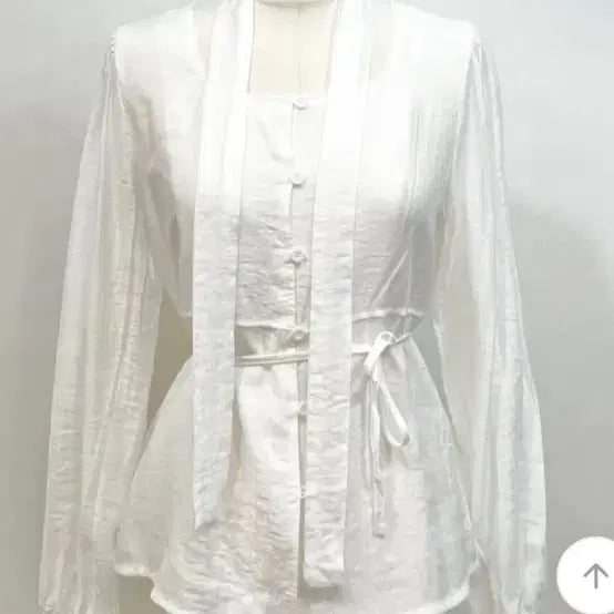 [BUNJANG] White Ribbon Blouse Shirt / 화이트 리본 블라우스 셔츠
