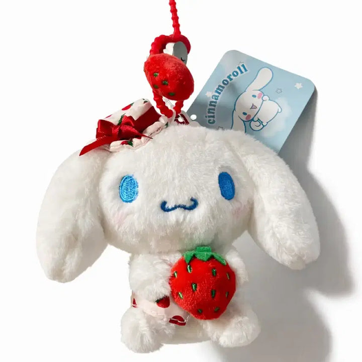 [BUNJANG] Sanrio Cinnamoroll Strawberry Doll Keychain &amp; Ichigo Mejirushi Set / 산리오 시나모롤 딸기 인형 키링&amp;이치고 메지루시 세트