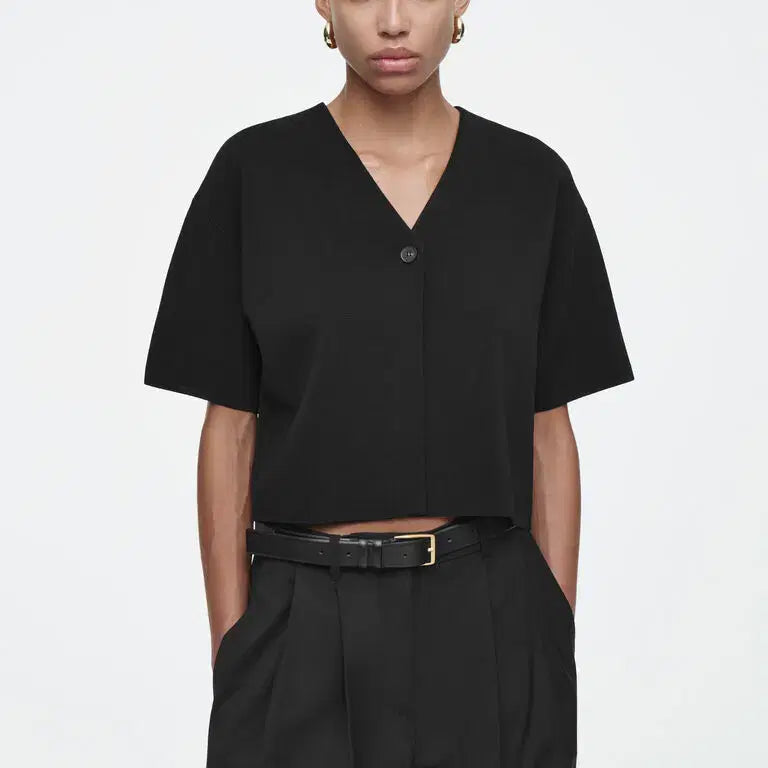 [BUNJANG] COS Black Short Sleeve V-Neck Cardigan M / COS 코스 슬리브 반팔 가디건 M
