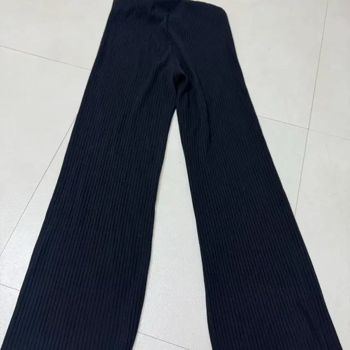 [BUNJANG] Zara Black Ribbed Knit Wide Leg Pants / 자라 블랙 골지 니트 와이드 팬츠